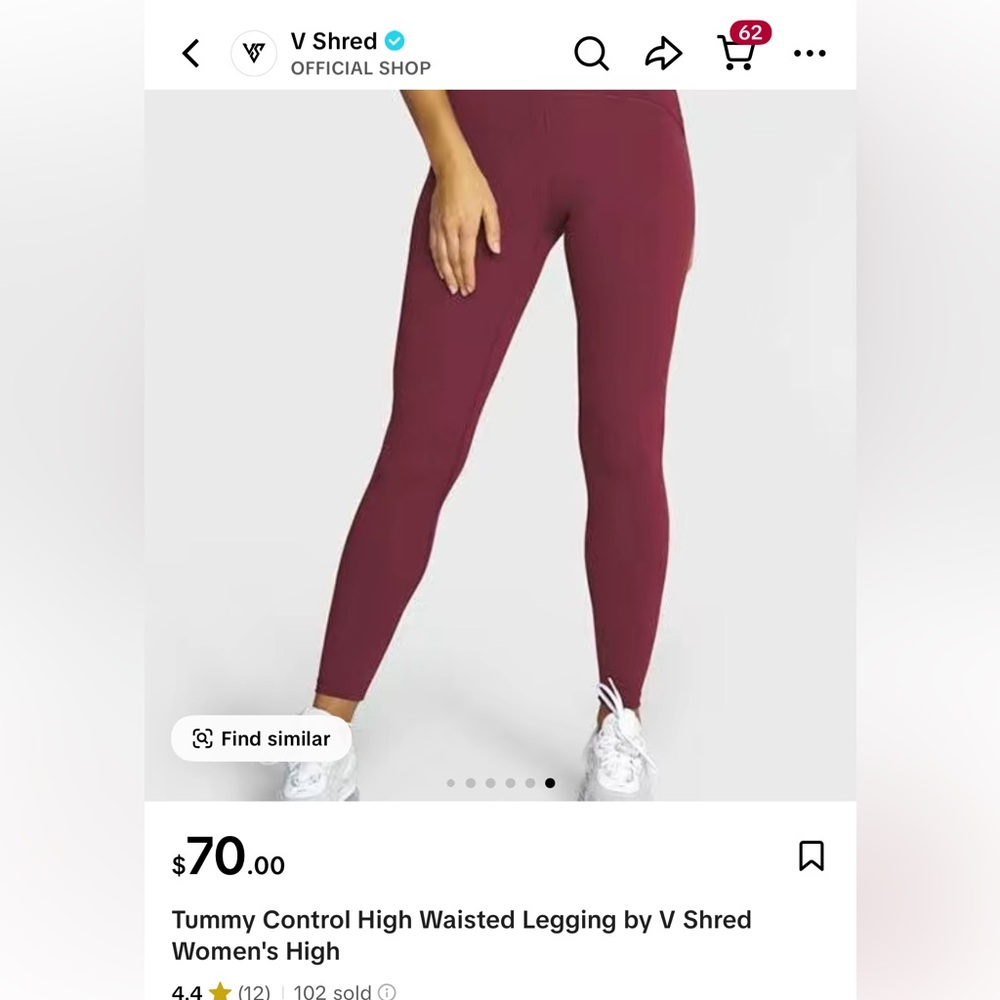 Women's Tummy Control High Waisted Legging - Maroon